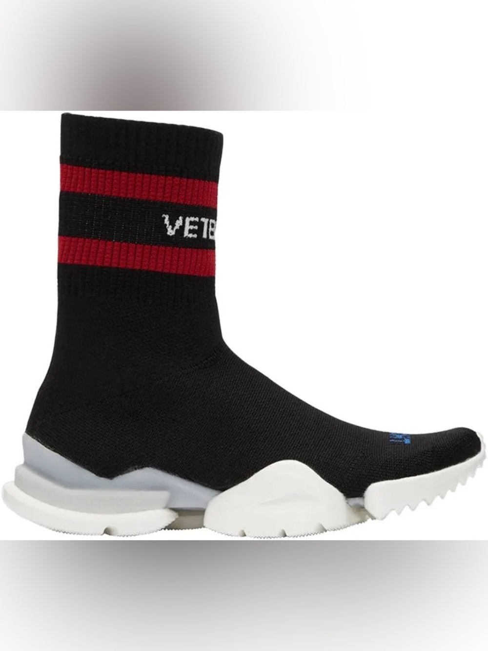 Authentic Vetements/Reebok Black, Red & White Knit Slip-On Sneakers